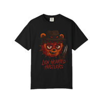 a black t - shirt that says lion heart hustlers